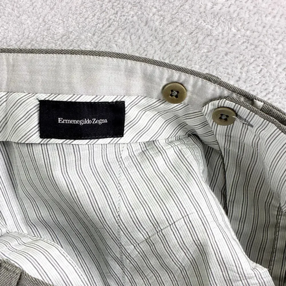Ermenegildo Zegna Pants Mens 35 Gray Wool Trousers Luxury Preppy Old Money